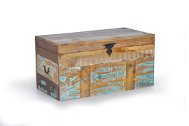 GINER Y COLOMER - Baûl de Rangement Artisanal en Bois Recyclé Multicolor - Coffre 80x40x40 cm, Grande Capacité, avec Ouverture Supérieure